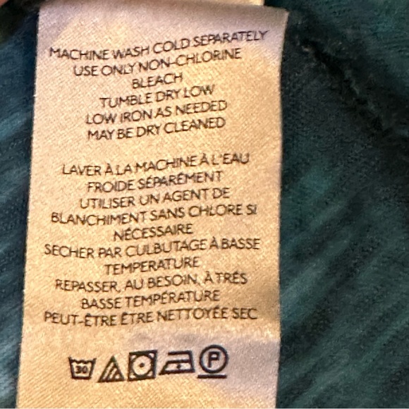 Free People Teal Green Scoop Neck Raw Edge Burnout Top Pocket Tee Shirt New - Picture 9 of 9